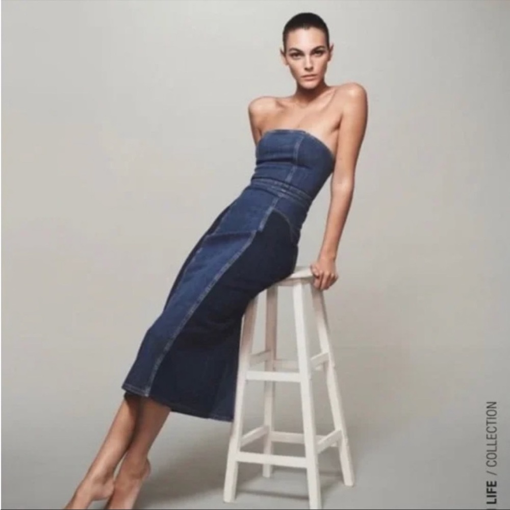 ZARA Contrast denim dress